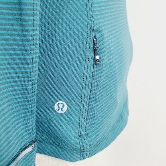 Lululemon Athletica‎ Womens 6 Kanto Catch Me Long Sleeve Striped Green Knit Top - Picture 6 of 7